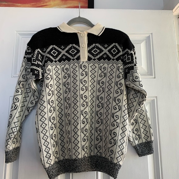 Vintage Partners By Mervyns Button Sweater Black White‎   Woman Small - Picture 1 of 6